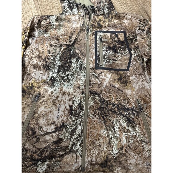Cabelas Camo Hunting Jacket Mens M Zonz Woodland Deer Zip Up Hooded Coat Y2K - Picture 2 of 6